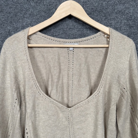 Uniqlo Mame‎ Kurogouchi Size XXL 3D Knit Volume Sleeve Sweater Tan Scoop Neck - Picture 3 of 8